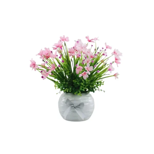 Cây Giả Mini Trang Trí Chậu Tròn – Xanh Mát Không Gian Làm Việc & Nhà Cửa 7 Chậu cây giả mini trang trí thủy tiên hồng chậu tròn (1)