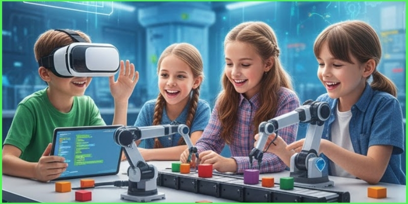 Sách AI Magic World Lớp 5: Tài Liệu Lập Trình AI Và Robot 2 Phát triển tư duy logic, sáng tạo và kỹ năng giải quyết vấn đề