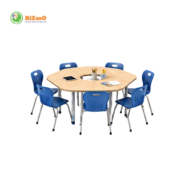 Bộ bàn ghế học nhóm lục giác 6 chỗ ngồi BiZmO cho phòng STEM