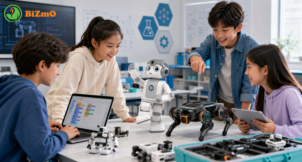 Robotics giáo dục: Nền tảng phát triển tư duy công nghệ cho học sinh 3 Robot STEM cho học sinh hỗ trợ học lập trình, làm việc nhóm và phát triển tư duy giải quyết vấn đề trong lớp học.