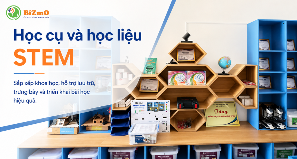 Học cụ STEM và mô hình Smart Home trong phòng STEM giúp học sinh thực hành, khám phá công nghệ và học theo dự án.